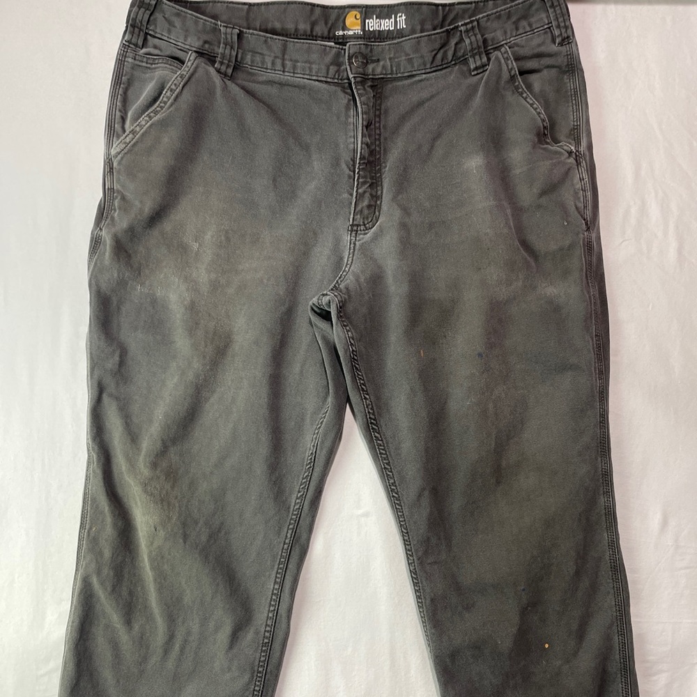 Carhartt Relaxed Fit Canvas Work Pants Men’s Size 40 x 28 Gray Worn Flaws.
